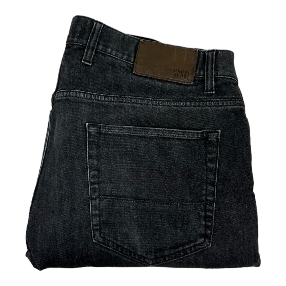 SPOKE Build B Stone Washed Black Denim Mens Straight Jeans 38x26